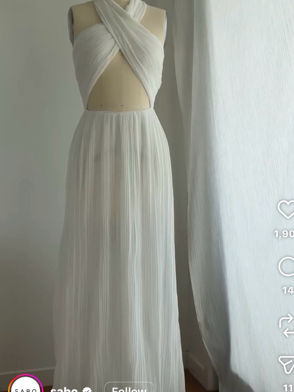 SABO White Cut Out Pleated Maxi Dress - Picture 5 of 15